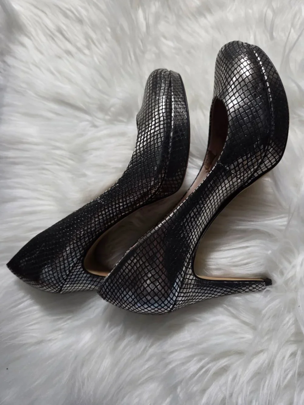 Vince Camuto Silver Metallic Platform Heels